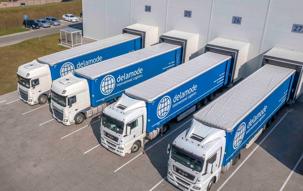Lorries awaiting customs